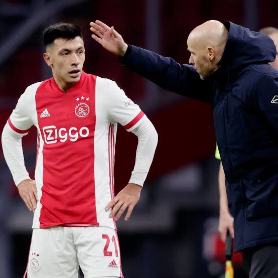 Lisandro Martinez and Erik ten Hag at Ajax