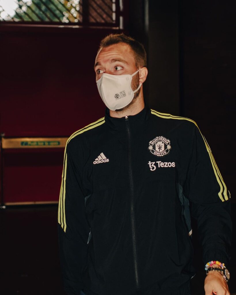 Christian Eriksen arrives at Old Trafford 