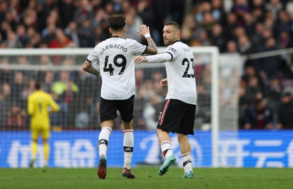 Luke Shaw and Garnacho against Aston Villa 