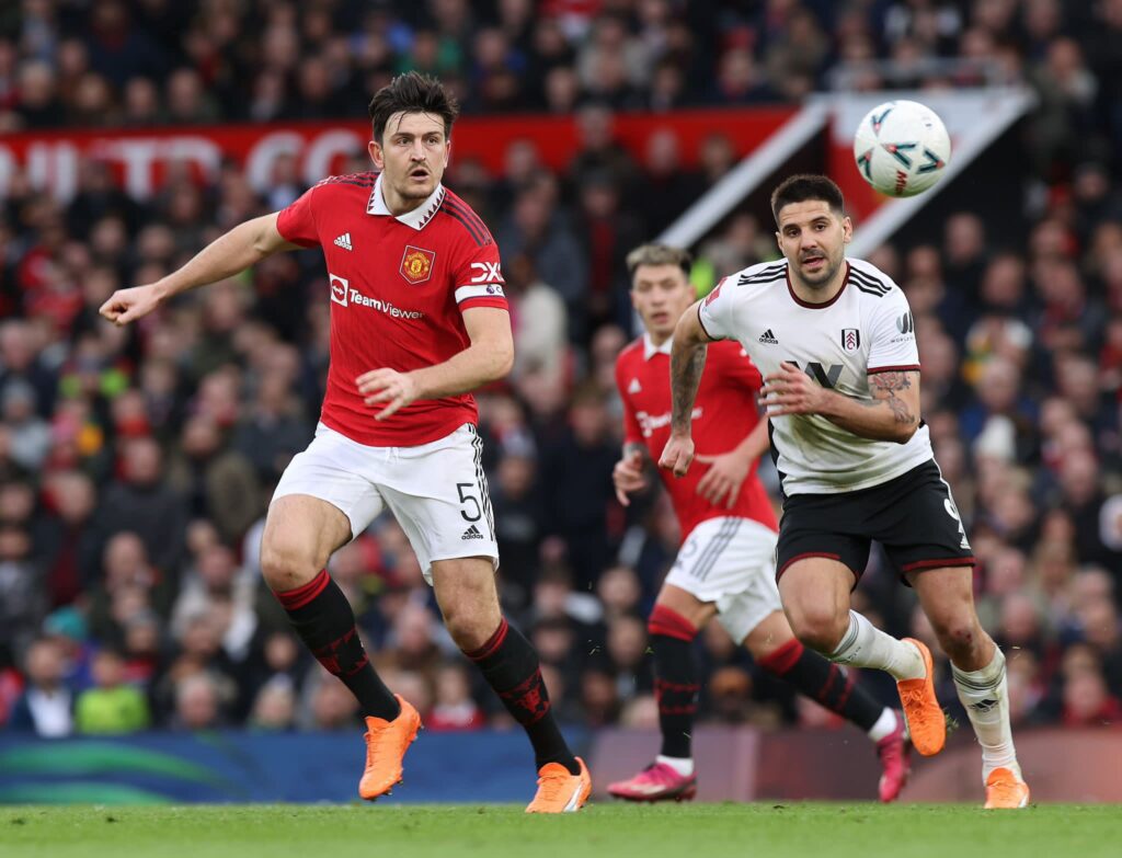Harry Maguire and Mitrović - Manchester United vs Fulham